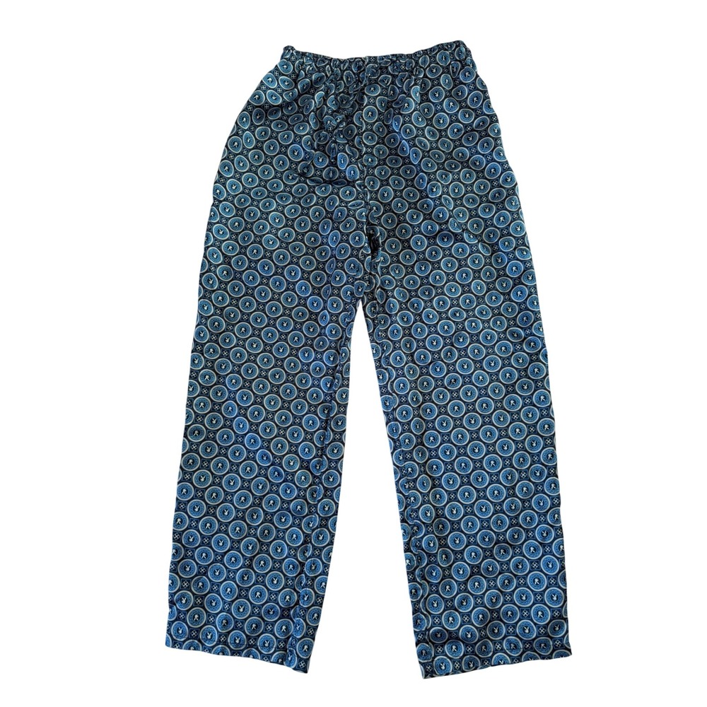 Playboy Men's Y2K‎ Logo Lounge Pants Pajama Bottoms Sz L Blue Bunny Print NWOT